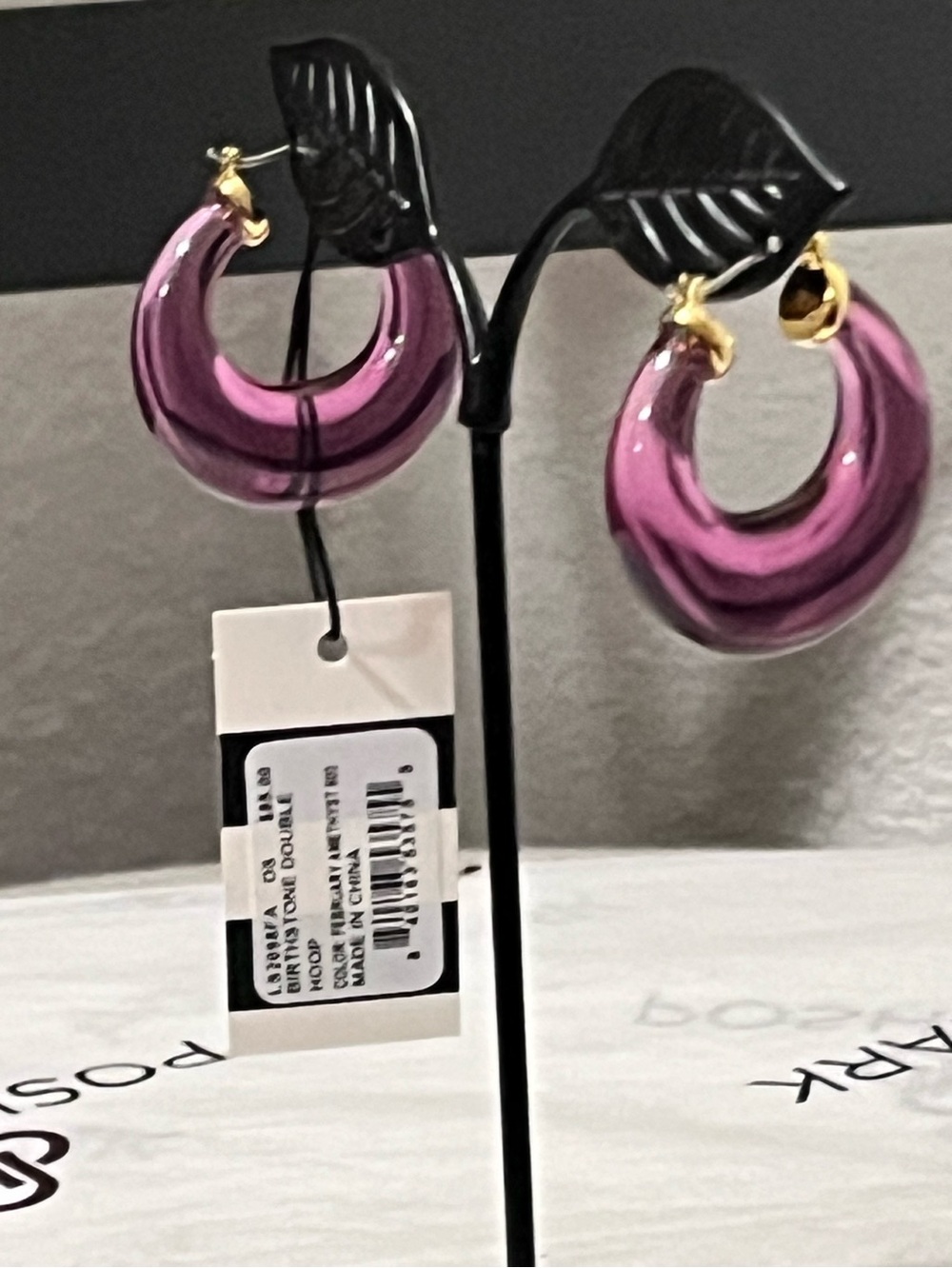 LELE SADOUGHI NWT AUTHENTIC AMETHYST BIRTHSTONE HOOP EARRINGS